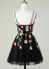 Caliandra | Slay Homecoming Night in a Showstopping Black Corset Dress - Black Floral - PromDressClub